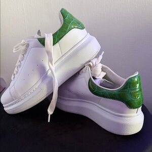 Alexander McQueen White and Green Sneakers